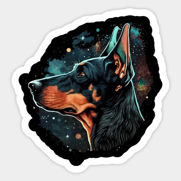 doberman Sticker by a cat cooking